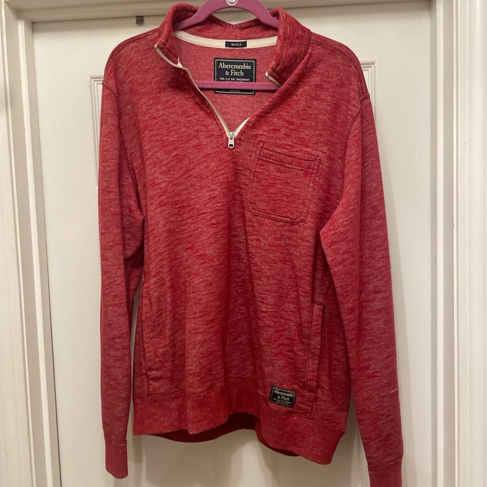 Abercrombie & Fitch Pink Fleece Pullover muscle fit men’s XL